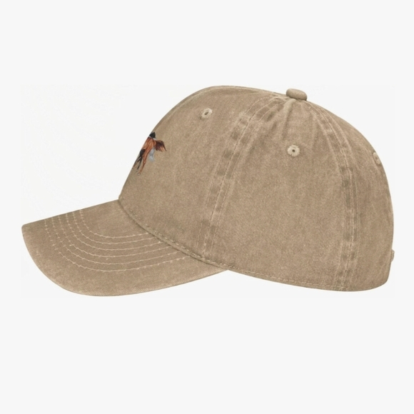 Horse Baseball Cap Tan Beige Adjustable Unisex - Picture 2 of 5